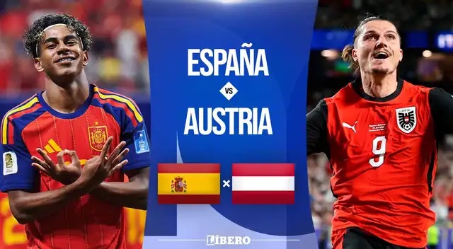 Spain and Austria matchday graphic with Lamine Yamal and Arnautovic