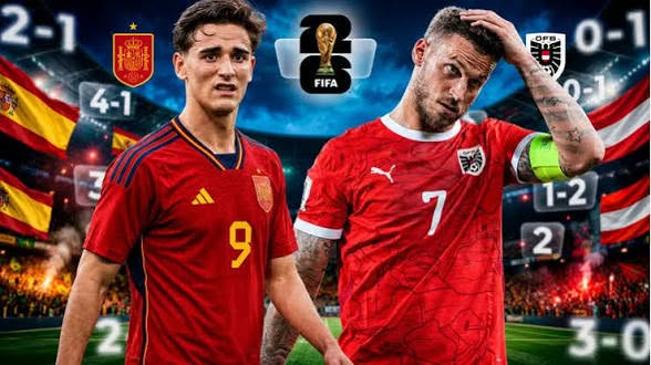 Spain and Austria matchday graphic with Gavi and Arnautovic